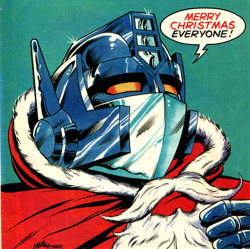 Optimus Prime wishes you a merry Christmas.